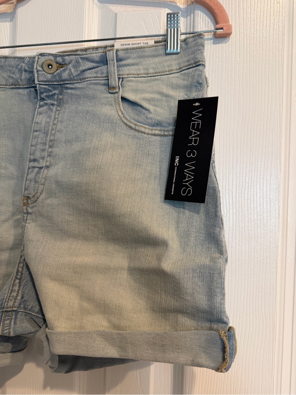 INC International Concepts Light Blue Denim Roll-Hem Shorts - Picture 5 of 8